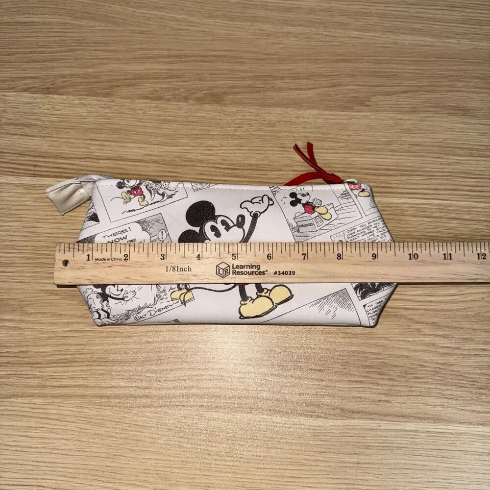 Disney Mickey Mouse Comic Strip Zipper Pouch Makeup Bag Hallmark Faux Leather